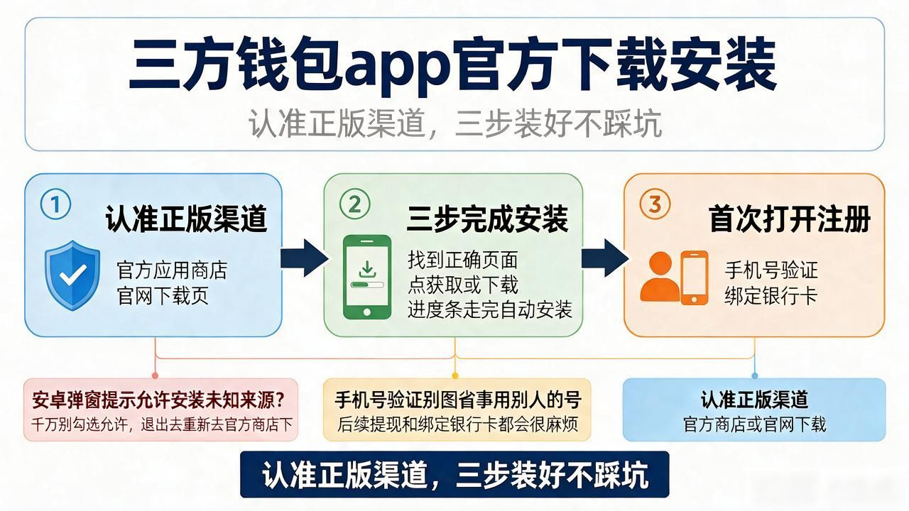 三方钱包app去哪找官方下载入口？认准正版渠道，三步装好不踩坑