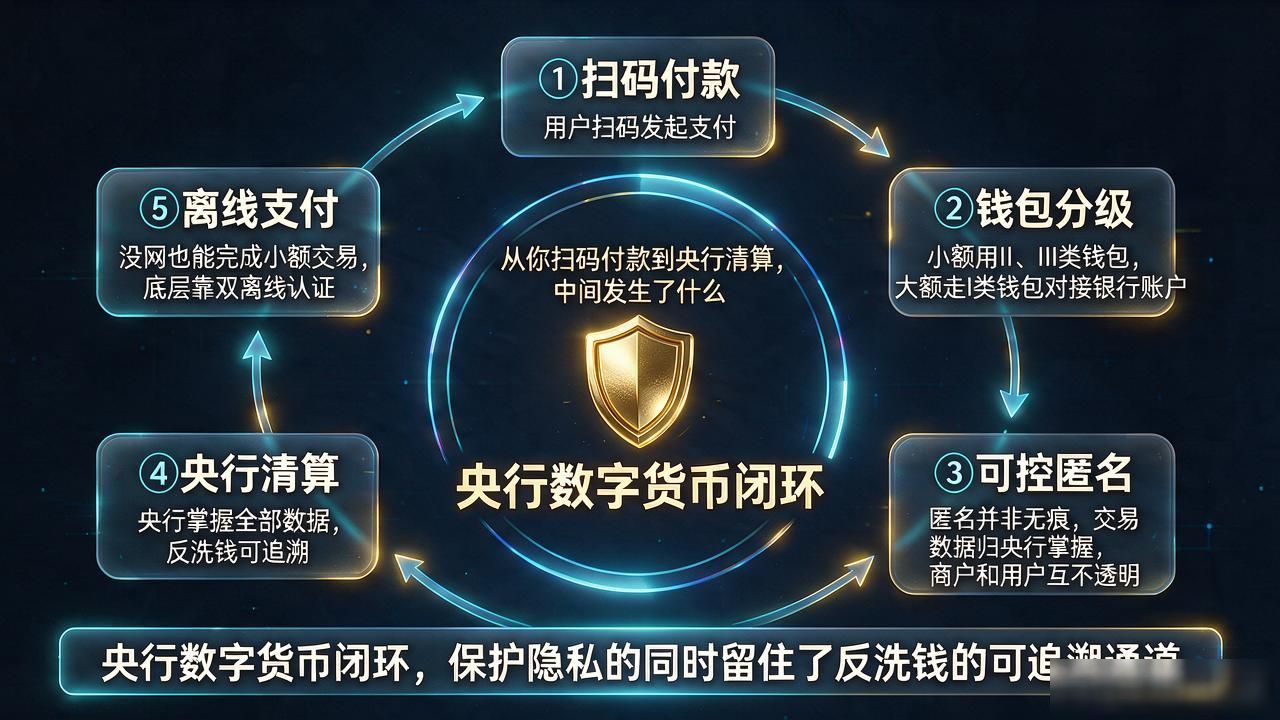 央行数字货币闭环：从你扫码付款到央行清算，中间发生了什么